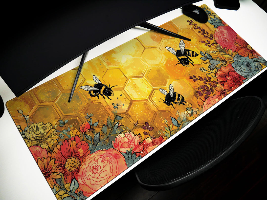 Silver Lake Midnight, Desk Pad, Mouse Pad, Desk Mat, Full Moon Reflection, Starry Sky, Tranquil Nature Scene